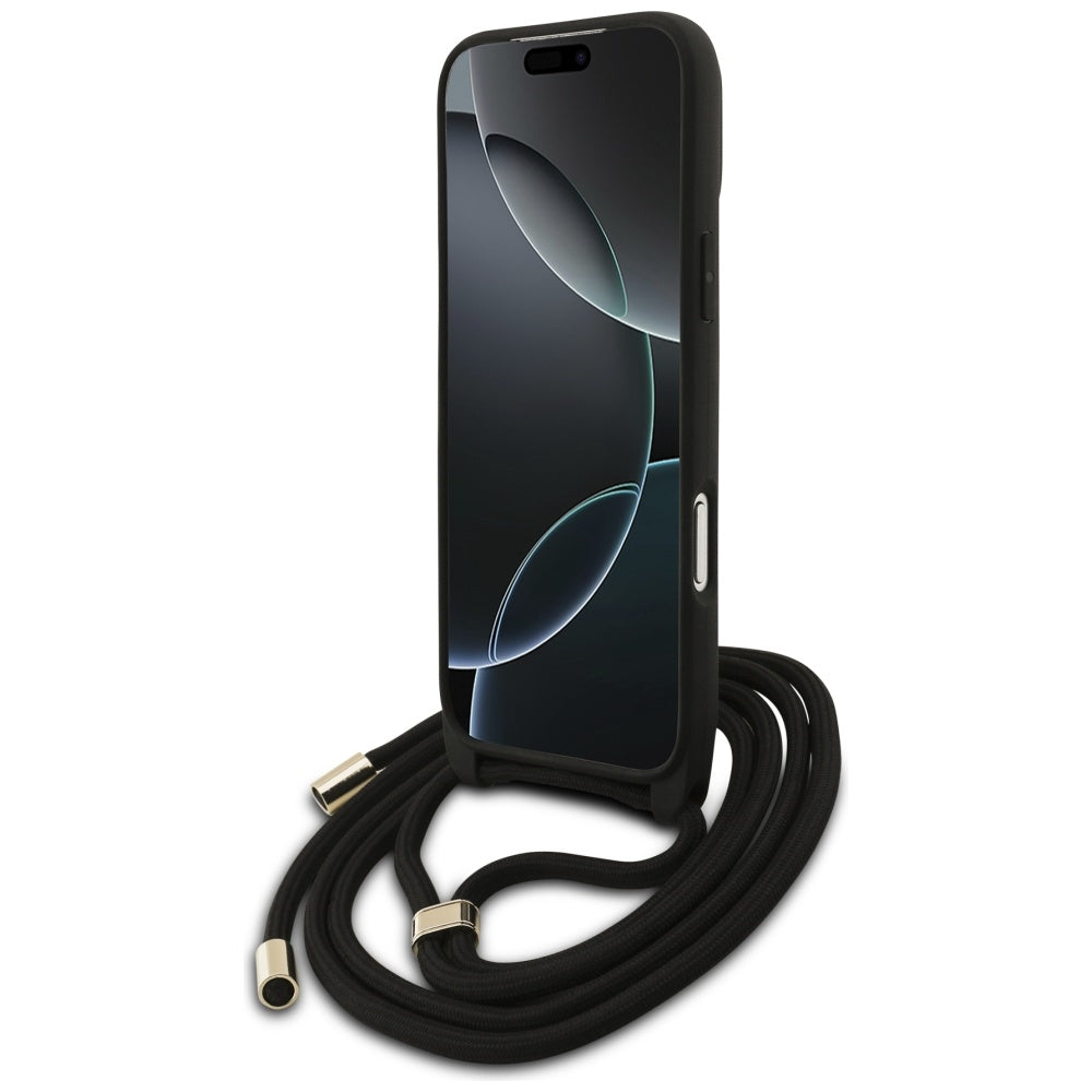 Capa para Apple iPhone 17 Pro Max, Guess, 4G CBDY Big Logo com Alça de Cordão, Preta