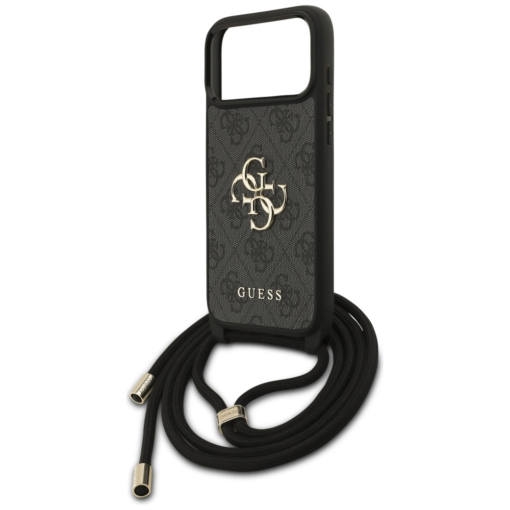 Capa para Apple iPhone 17 Pro Max, Guess, 4G CBDY Big Logo com Alça de Cordão, Preta