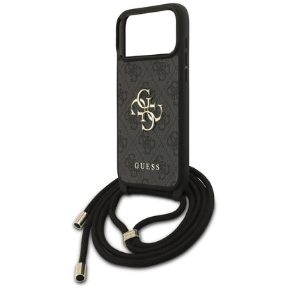Capa para Apple iPhone 17 Pro Max, Guess, 4G CBDY Big Logo com Alça de Cordão, Preta