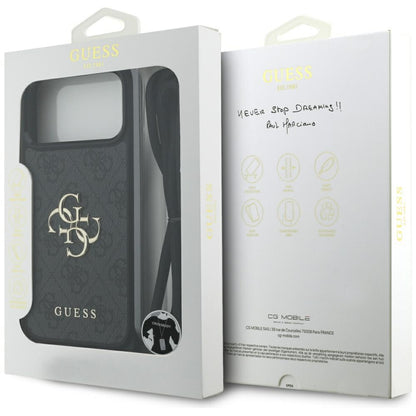 Capa para Apple iPhone 17 Pro Max, Guess, 4G CBDY Big Logo com Alça de Cordão, Preta