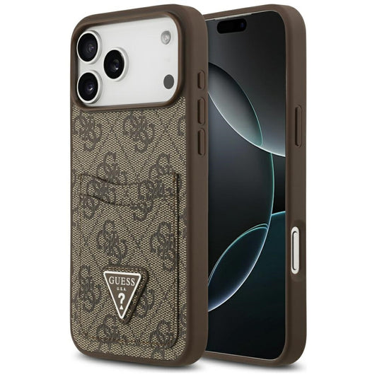 Capa para Apple iPhone 17 Pro Max, Guess, 4G Double Card Triangle, Marrom