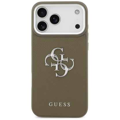 Capa para Apple iPhone 17 Pro Max, Guess, 4G Grained Big And Classic Logo, Marrom Prateado