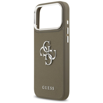 Capa para Apple iPhone 17 Pro Max, Guess, 4G Grained Big And Classic Logo, Marrom Prateado