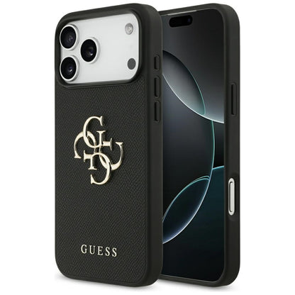 Capa para Apple iPhone 17 Pro Max, Guess, 4G Grained Big and Classic Logo, Preta