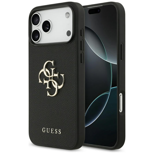 Capa para Apple iPhone 17 Pro Max, Guess, 4G Grained Big and Classic Logo, Preta