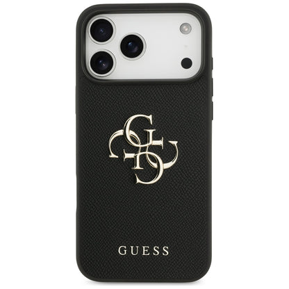Capa para Apple iPhone 17 Pro Max, Guess, 4G Grained Big and Classic Logo, Preta