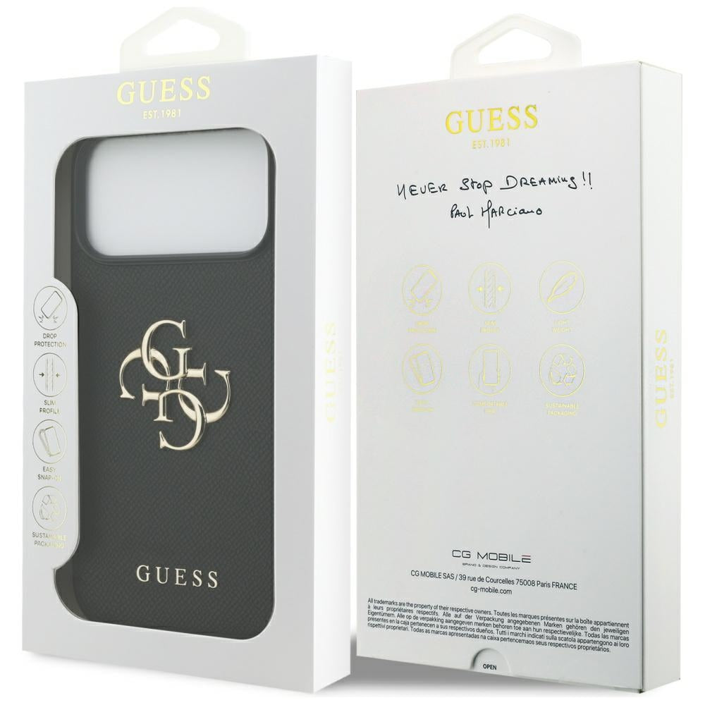 Capa para Apple iPhone 17 Pro Max, Guess, 4G Grained Big and Classic Logo, Preta