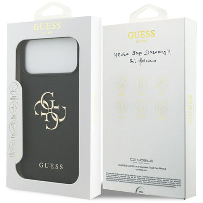 Capa para Apple iPhone 17 Pro Max, Guess, 4G Grained Big and Classic Logo, Preta