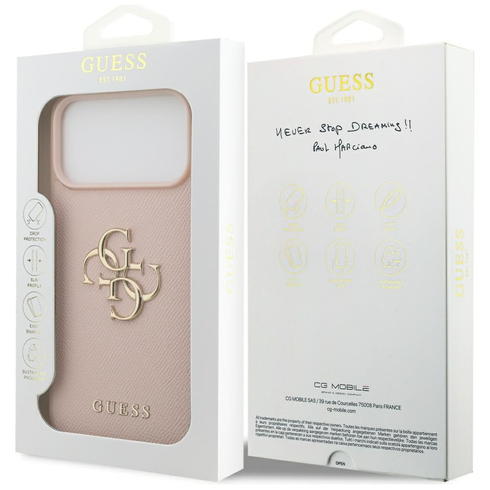 Capa para Apple iPhone 17 Pro Max, Guess, 4G Grained Big and Classic Logo, Rosa