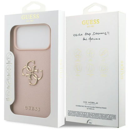 Capa para Apple iPhone 17 Pro Max, Guess, 4G Grained Big and Classic Logo, Rosa