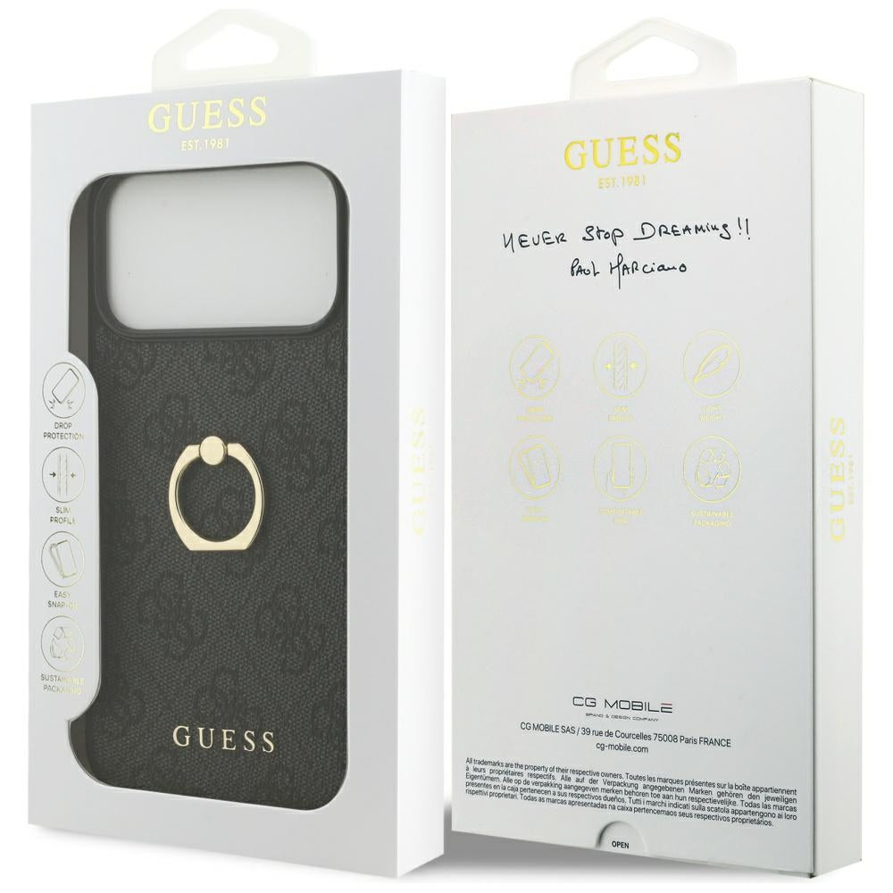 Capa para Apple iPhone 17 Pro Max, Guess, 4G Ring Stand, Preta