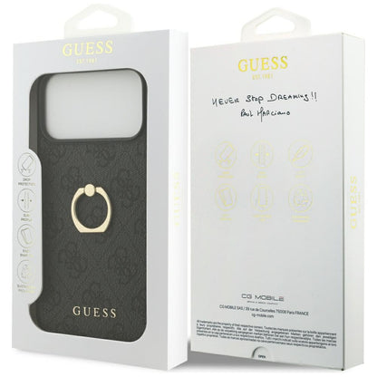 Capa para Apple iPhone 17 Pro Max, Guess, 4G Ring Stand, Preta