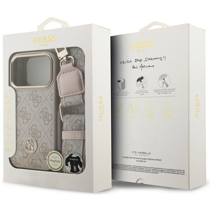 Capa para Apple iPhone 17 Pro Max, Guess, 4G Strass Logo and Big Strap, Rosa