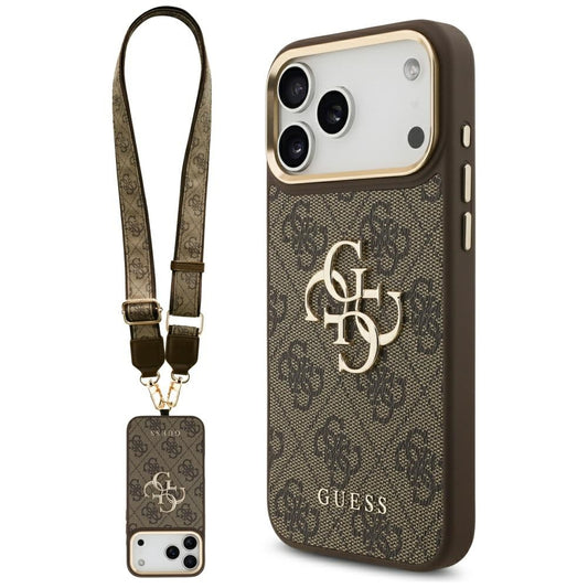 Capa para Apple iPhone 17 Pro Max, Guess, Big 4G Classic Logo with Big Strap, Castanho