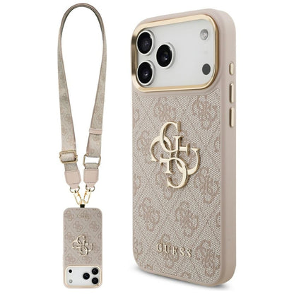 Capa para Apple iPhone 17 Pro Max, Guess, Big 4G Classic Logo with Big Strap, Rosa