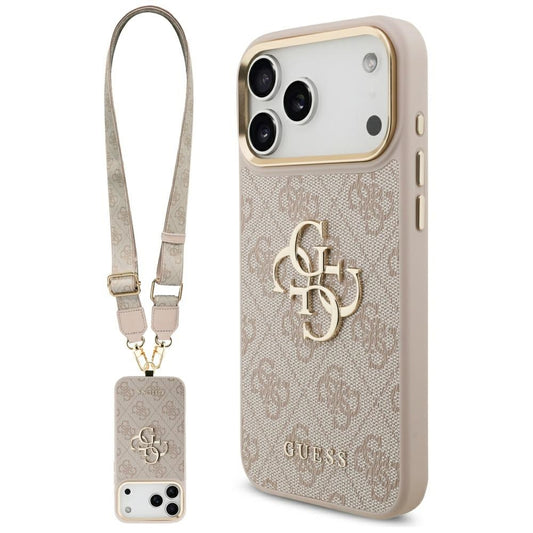 Capa para Apple iPhone 17 Pro Max, Guess, Big 4G Classic Logo with Big Strap, Rosa