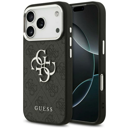Capa para Apple iPhone 17 Pro Max, Guess, Big 4G Logo Classic, Preta Prateada