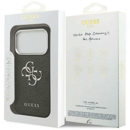 Capa para Apple iPhone 17 Pro Max, Guess, Big 4G Logo Classic, Preta Prateada