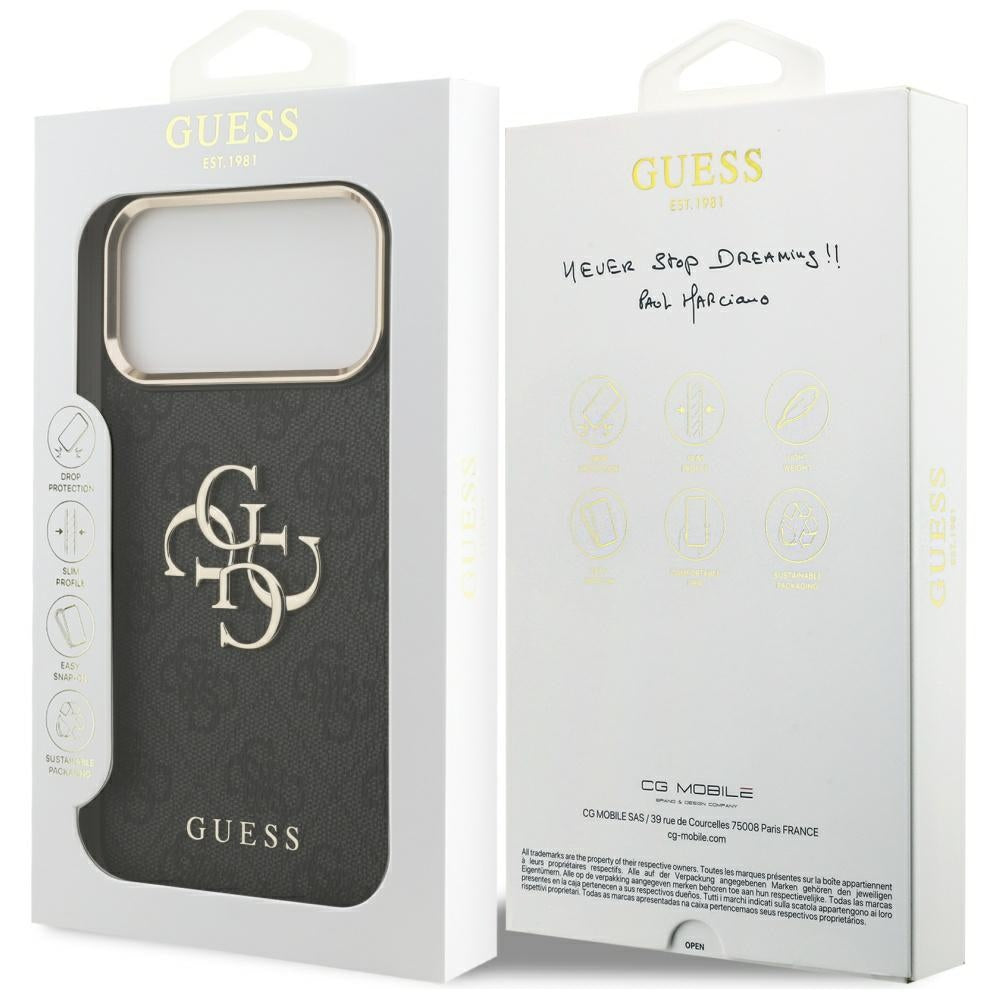 Capa para Apple iPhone 17 Pro Max, Guess, Big 4G Logo Classic, Preta Dourada