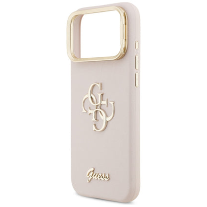 Capa para Apple iPhone 17 Pro Max, Guess, Grained Big 4G Stand Camera, Rosa