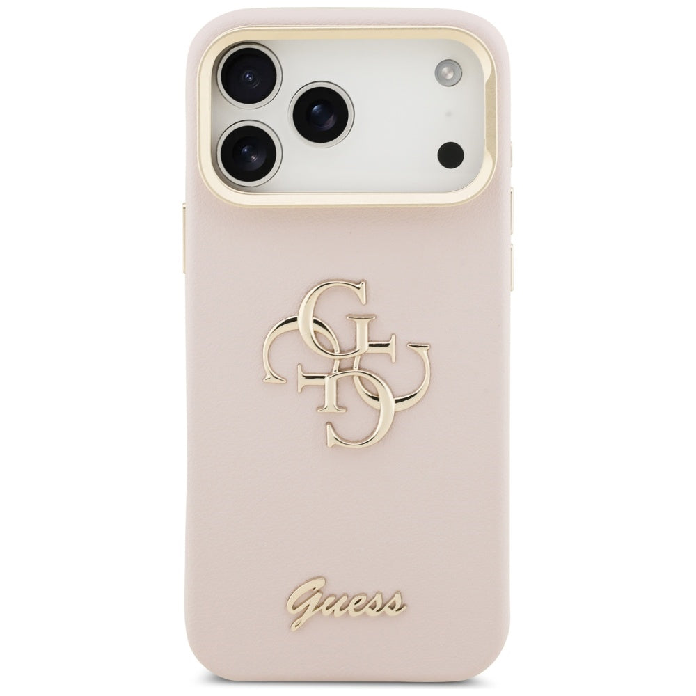 Capa para Apple iPhone 17 Pro Max, Guess, Grained Big 4G Stand Camera, Rosa