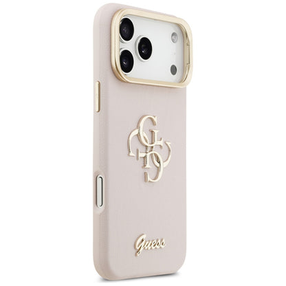 Capa para Apple iPhone 17 Pro Max, Guess, Grained Big 4G Stand Camera, Rosa