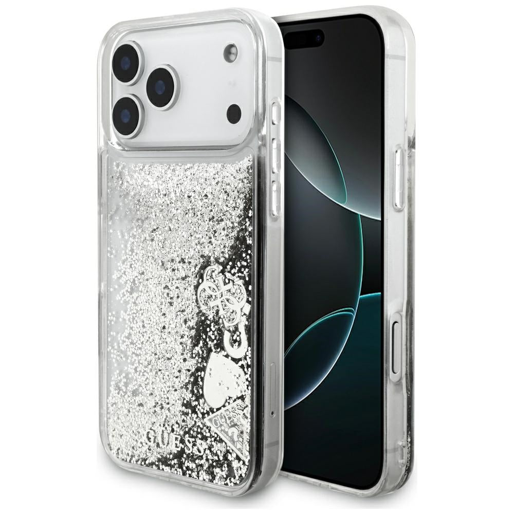 Capa para Apple iPhone 17 Pro Max, Guess, Liquid Glitter Charms, Prateada
