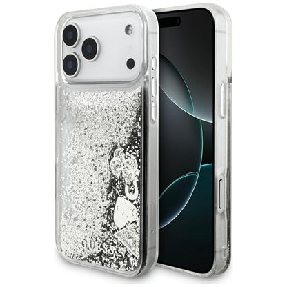 Capa para Apple iPhone 17 Pro Max, Guess, Liquid Glitter Charms, Prateada