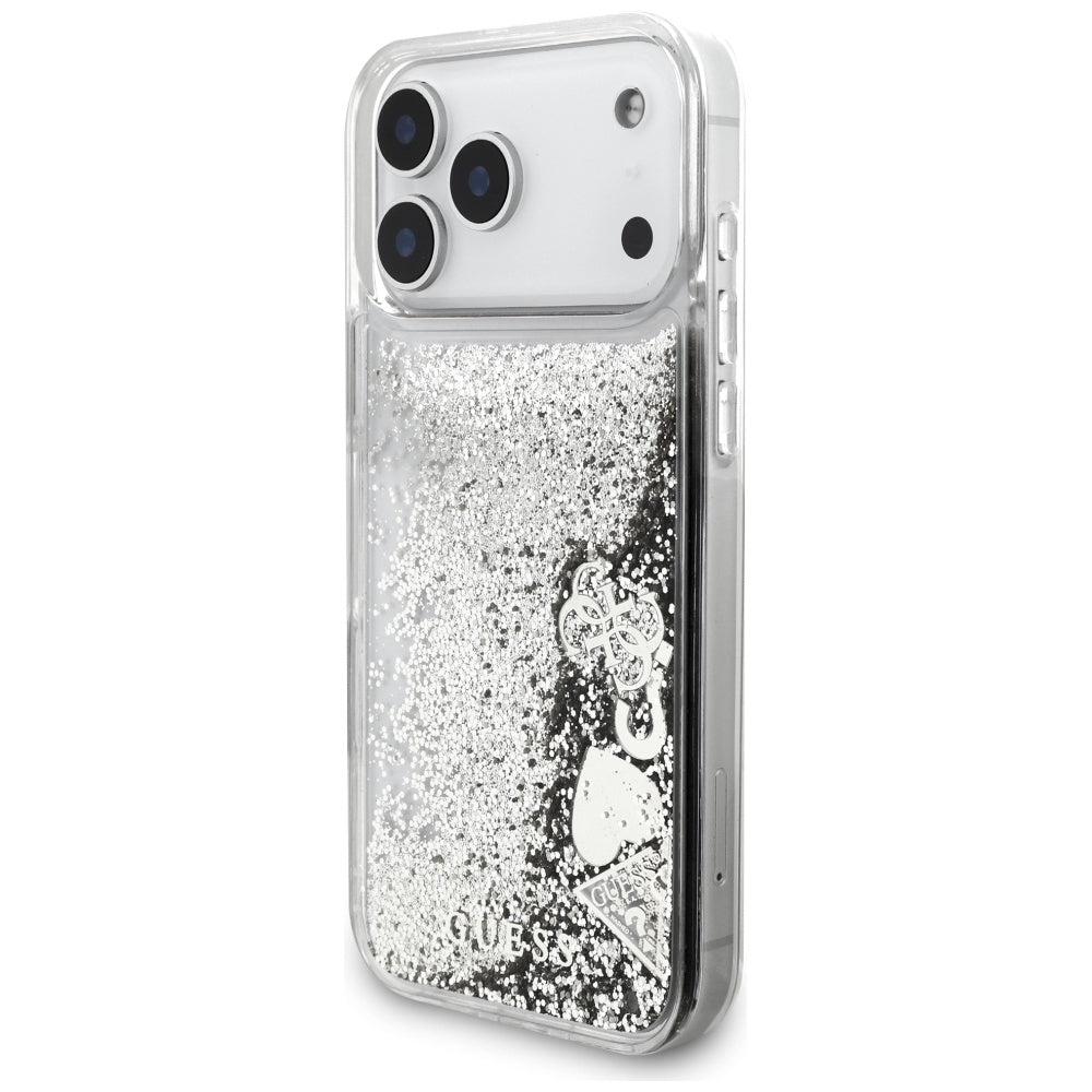 Capa para Apple iPhone 17 Pro Max, Guess, Liquid Glitter Charms, Prateada