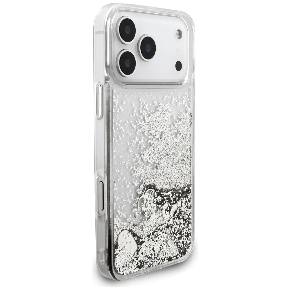 Capa para Apple iPhone 17 Pro Max, Guess, Liquid Glitter Charms, Prateada