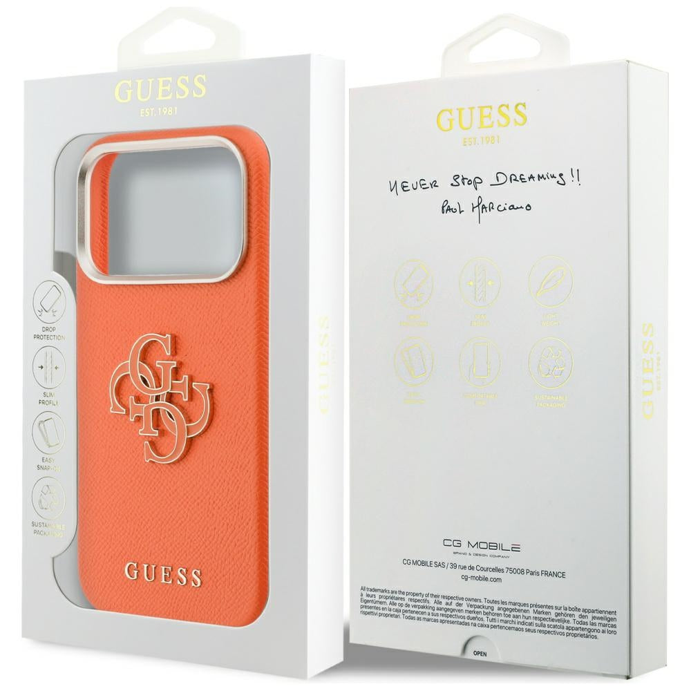 Capa para Apple iPhone 17 Pro Max, GUESS, Resin Logo, Laranja
