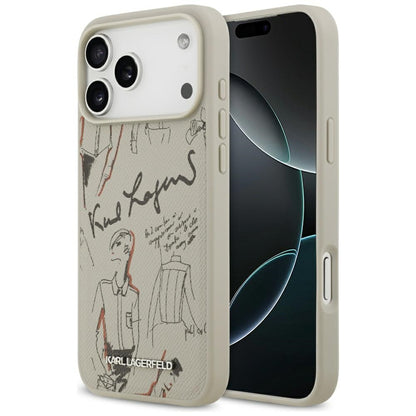 Capa para Apple iPhone 17 Pro Max, Karl Lagerfeld, Logo com Padrão Granulado, Cinza