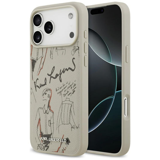 Capa para Apple iPhone 17 Pro Max, Karl Lagerfeld, Logo com Padrão Granulado, Cinza