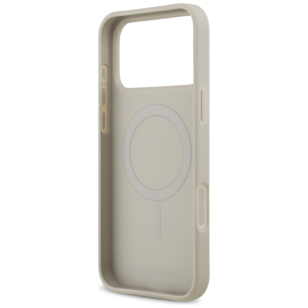 Capa para Apple iPhone 17 Pro Max, Karl Lagerfeld, Logo com Padrão Granulado, Cinza
