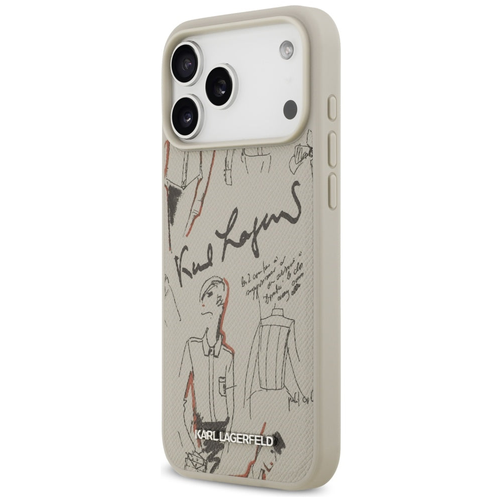 Capa para Apple iPhone 17 Pro Max, Karl Lagerfeld, Logo com Padrão Granulado, Cinza