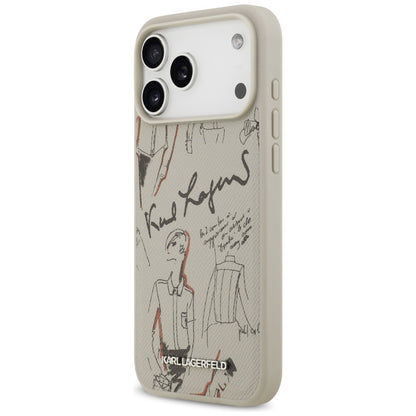 Capa para Apple iPhone 17 Pro Max, Karl Lagerfeld, Logo com Padrão Granulado, Cinza