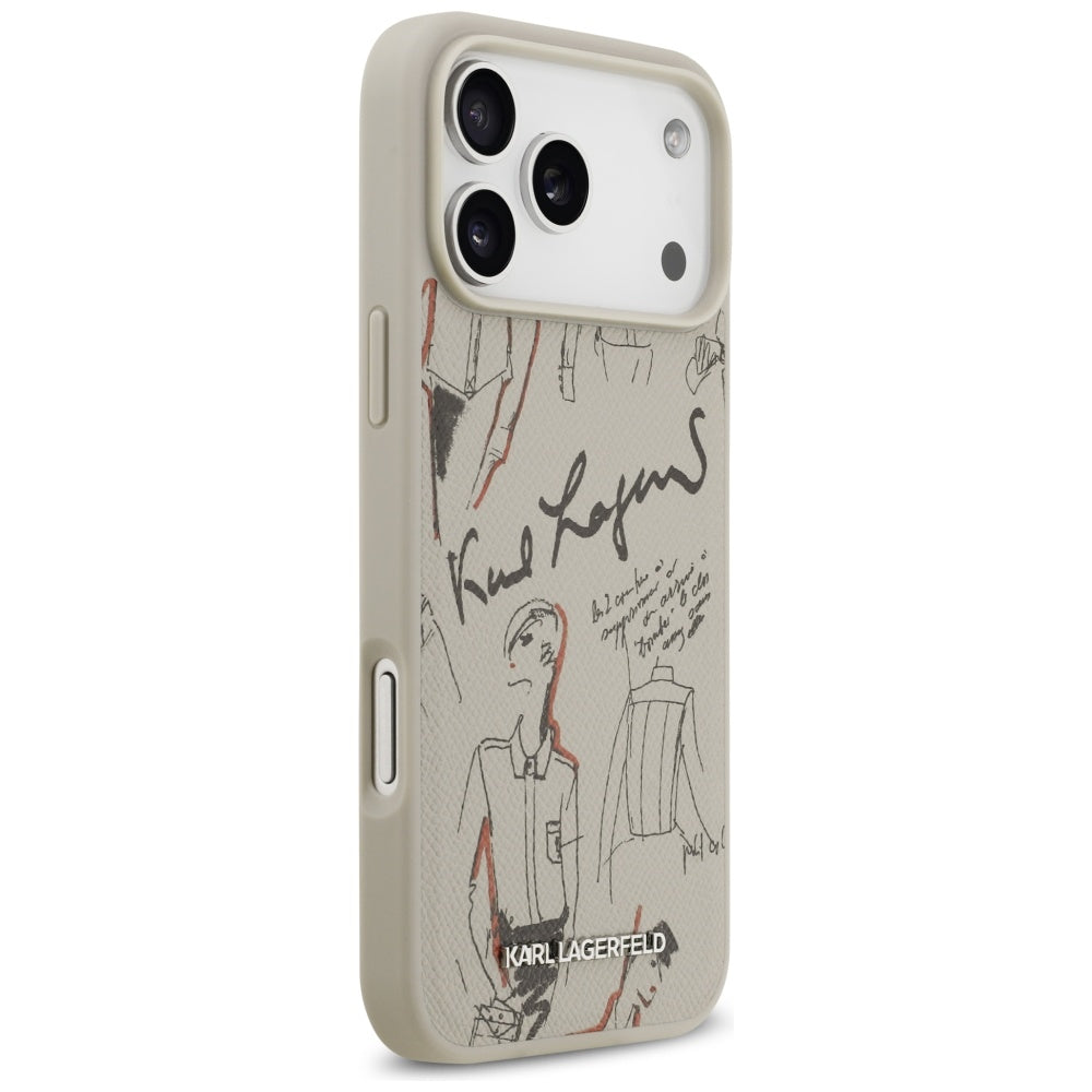 Capa para Apple iPhone 17 Pro Max, Karl Lagerfeld, Logo com Padrão Granulado, Cinza