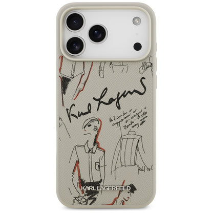 Capa para Apple iPhone 17 Pro Max, Karl Lagerfeld, Logo com Padrão Granulado, Cinza