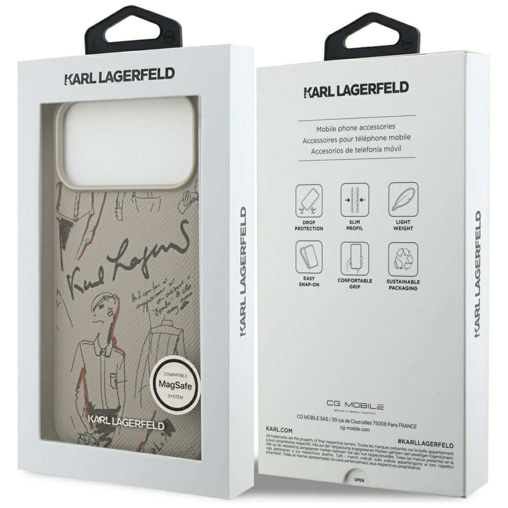 Capa para Apple iPhone 17 Pro Max, Karl Lagerfeld, Logo com Padrão Granulado, Cinza