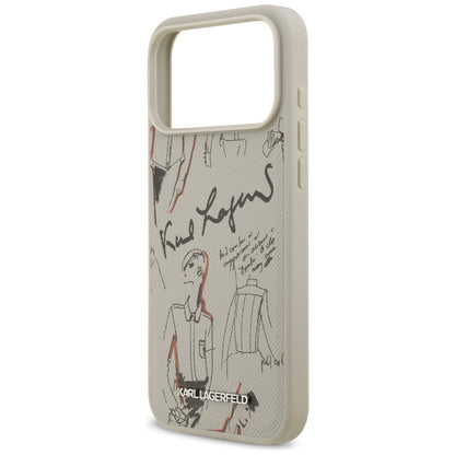 Capa para Apple iPhone 17 Pro Max, Karl Lagerfeld, Logo com Padrão Granulado, Cinza