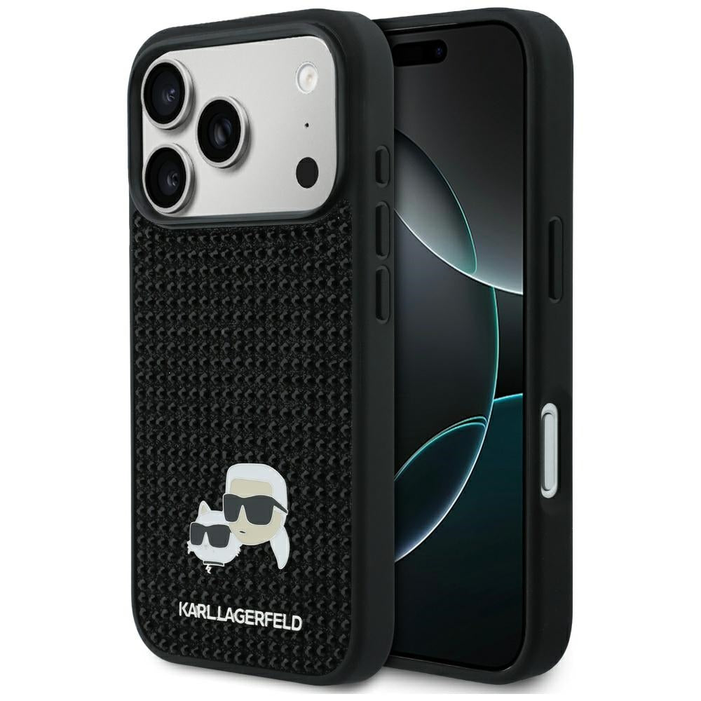 Capa para Apple iPhone 17 Pro Max, Karl Lagerfeld, Rhinestone Karl & Choupette Pins, Preta