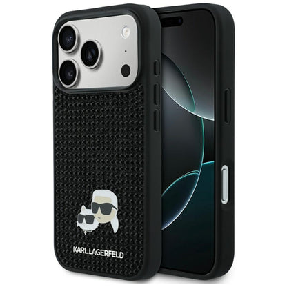 Capa para Apple iPhone 17 Pro Max, Karl Lagerfeld, Rhinestone Karl & Choupette Pins, Preta