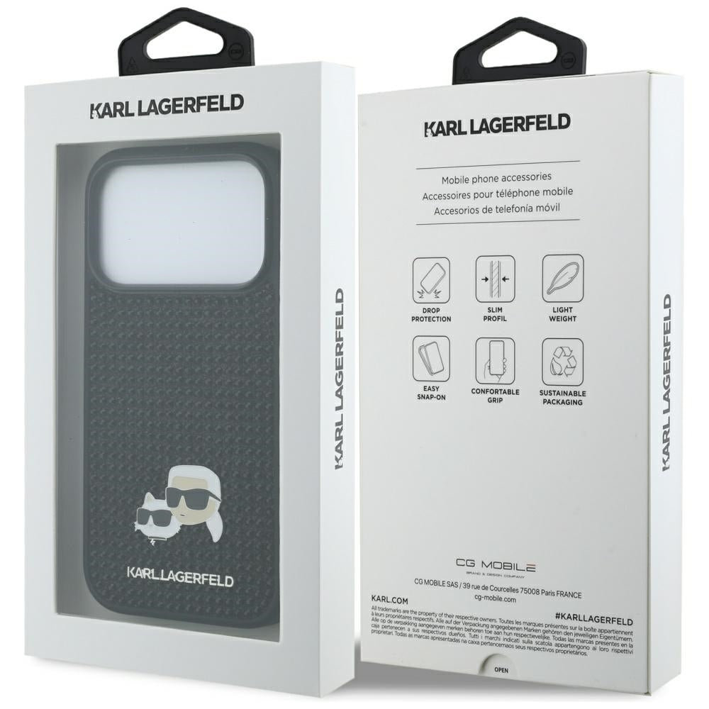Capa para Apple iPhone 17 Pro Max, Karl Lagerfeld, Rhinestone Karl & Choupette Pins, Preta