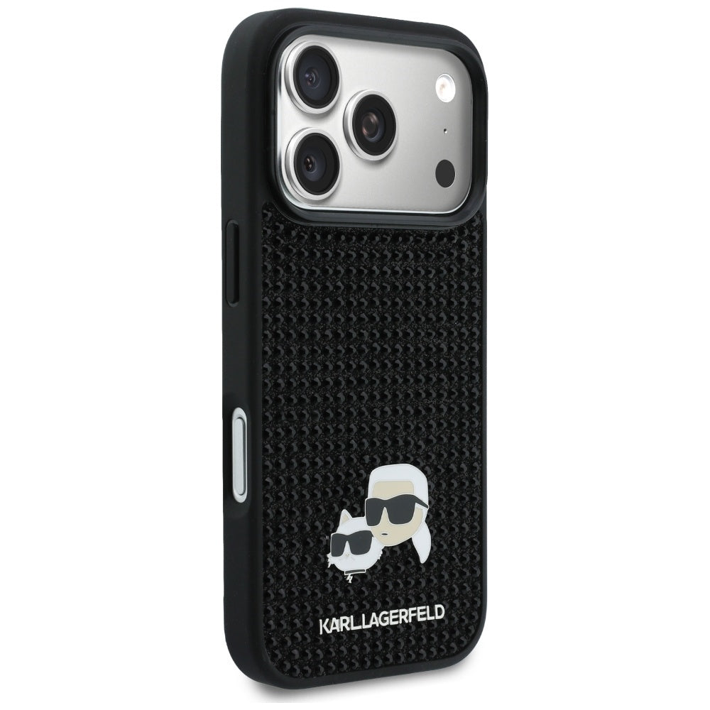Capa para Apple iPhone 17 Pro Max, Karl Lagerfeld, Rhinestone Karl & Choupette Pins, Preta