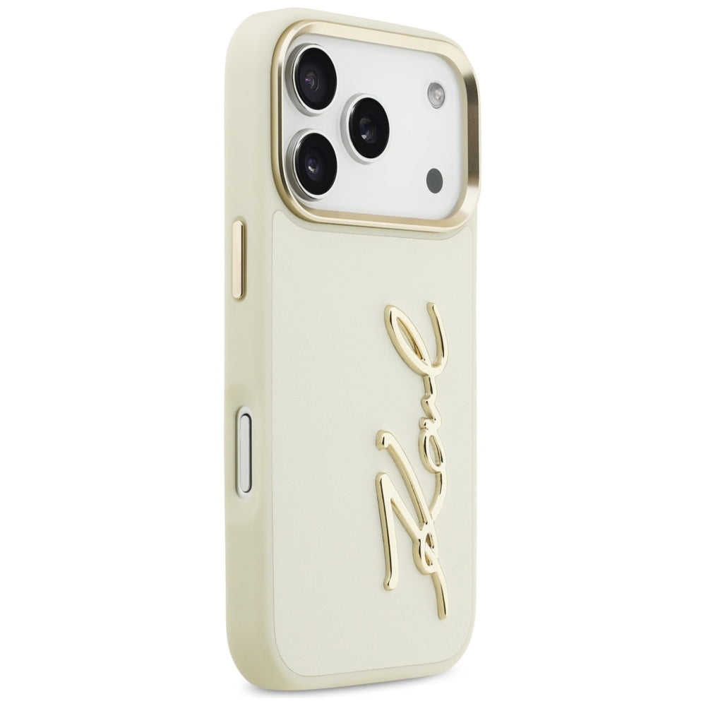 Capa para Apple iPhone 17 Pro Max, Karl Lagerfeld, Script Logo, Bege