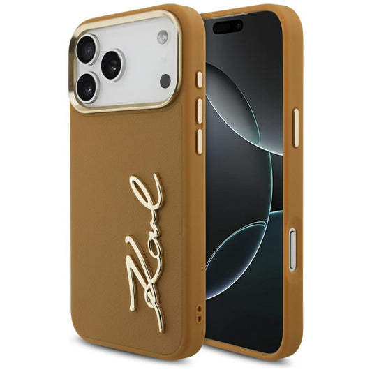 Capa para Apple iPhone 17 Pro Max, Karl Lagerfeld, Script Logo, Castanho