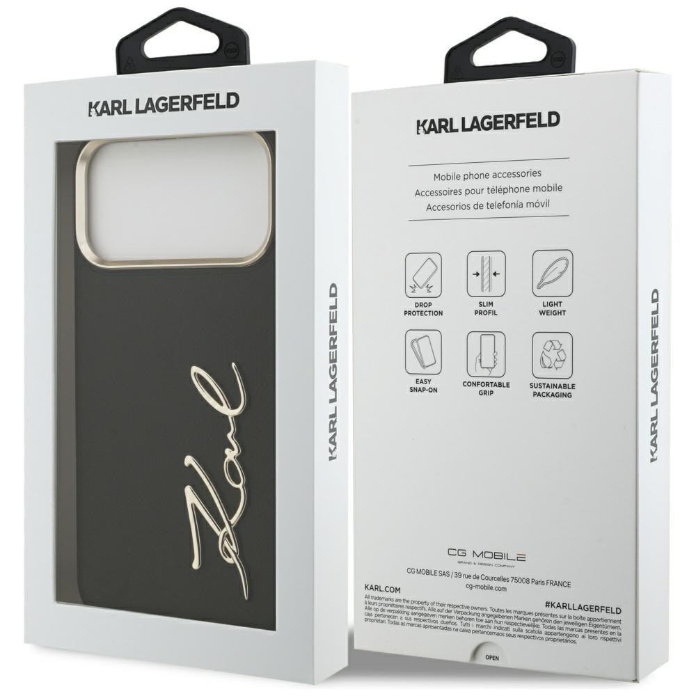 Capa para Apple iPhone 17 Pro Max, Karl Lagerfeld, Script Logo, Preta