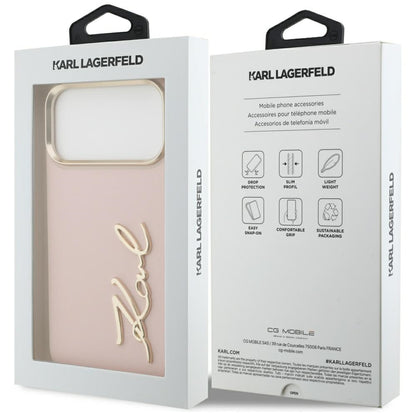 Capa para Apple iPhone 17 Pro Max, Karl Lagerfeld, Script Logo, Rosa