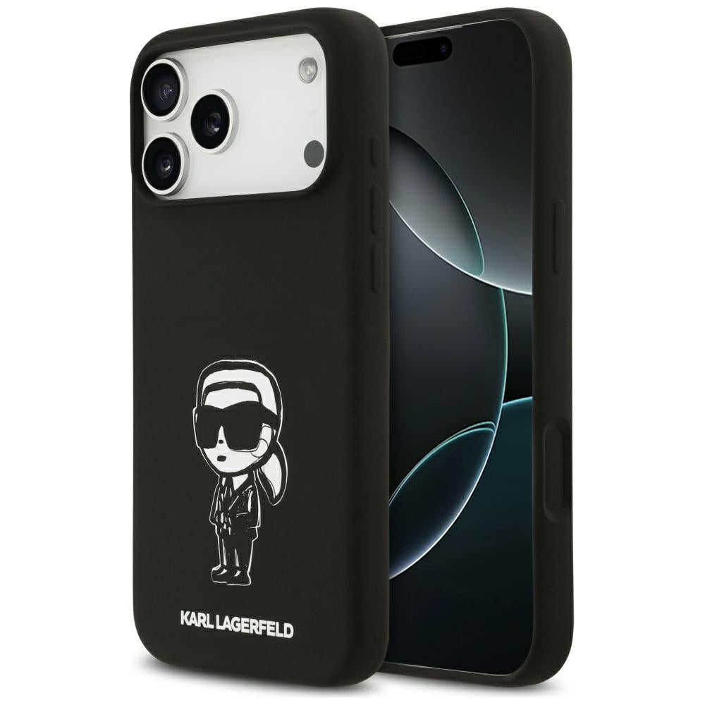 Capa para Apple iPhone 17 Pro Max, Karl Lagerfeld, Sketch and Logo Karl, Preta