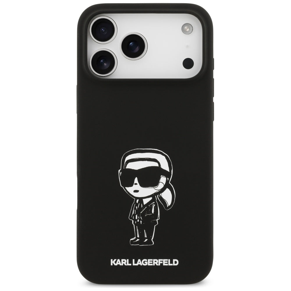 Capa para Apple iPhone 17 Pro Max, Karl Lagerfeld, Sketch and Logo Karl, Preta